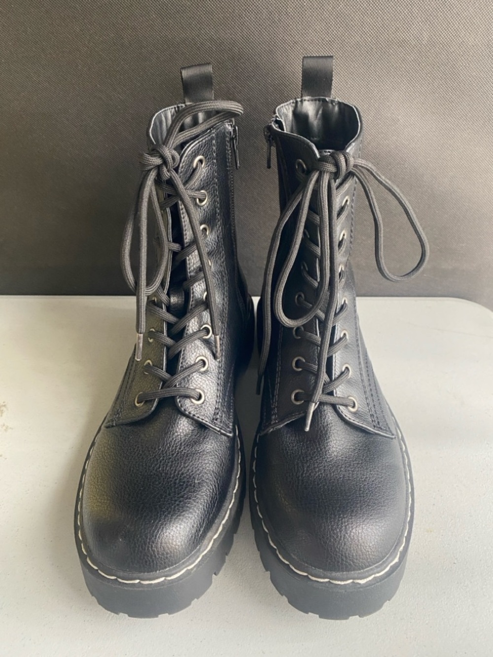 Sincerely Jules Harley Black Combat Boots Lace-Up Zipper Size 9